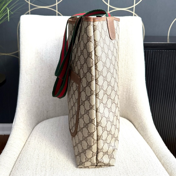 Gucci authentic brown monogram coated canvas tote bag ribbon handles - Picture 9 of 16